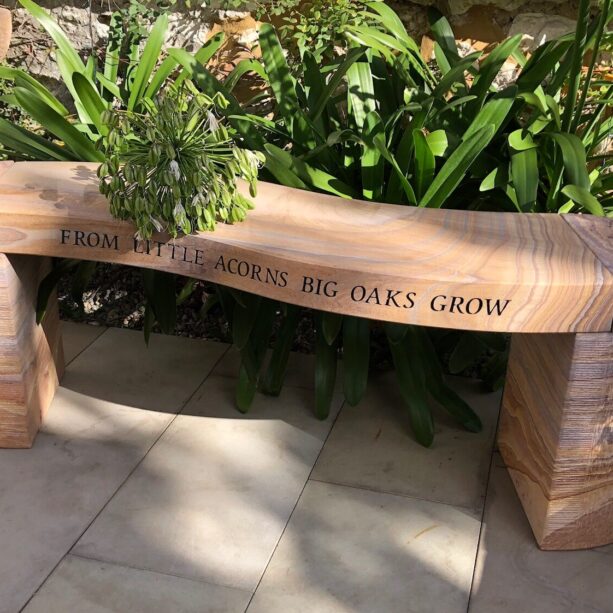 Engraved Rainbow Jasper Bench