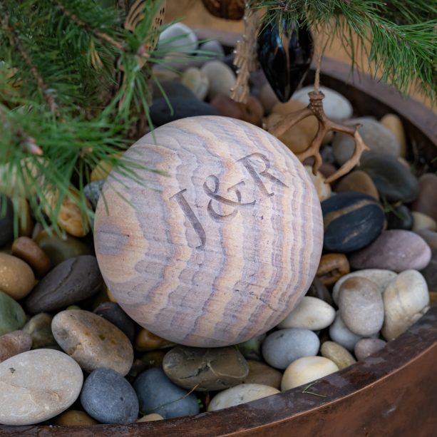 Engraved 10cm Rainbow Sandstone Sphere With 3 Letters