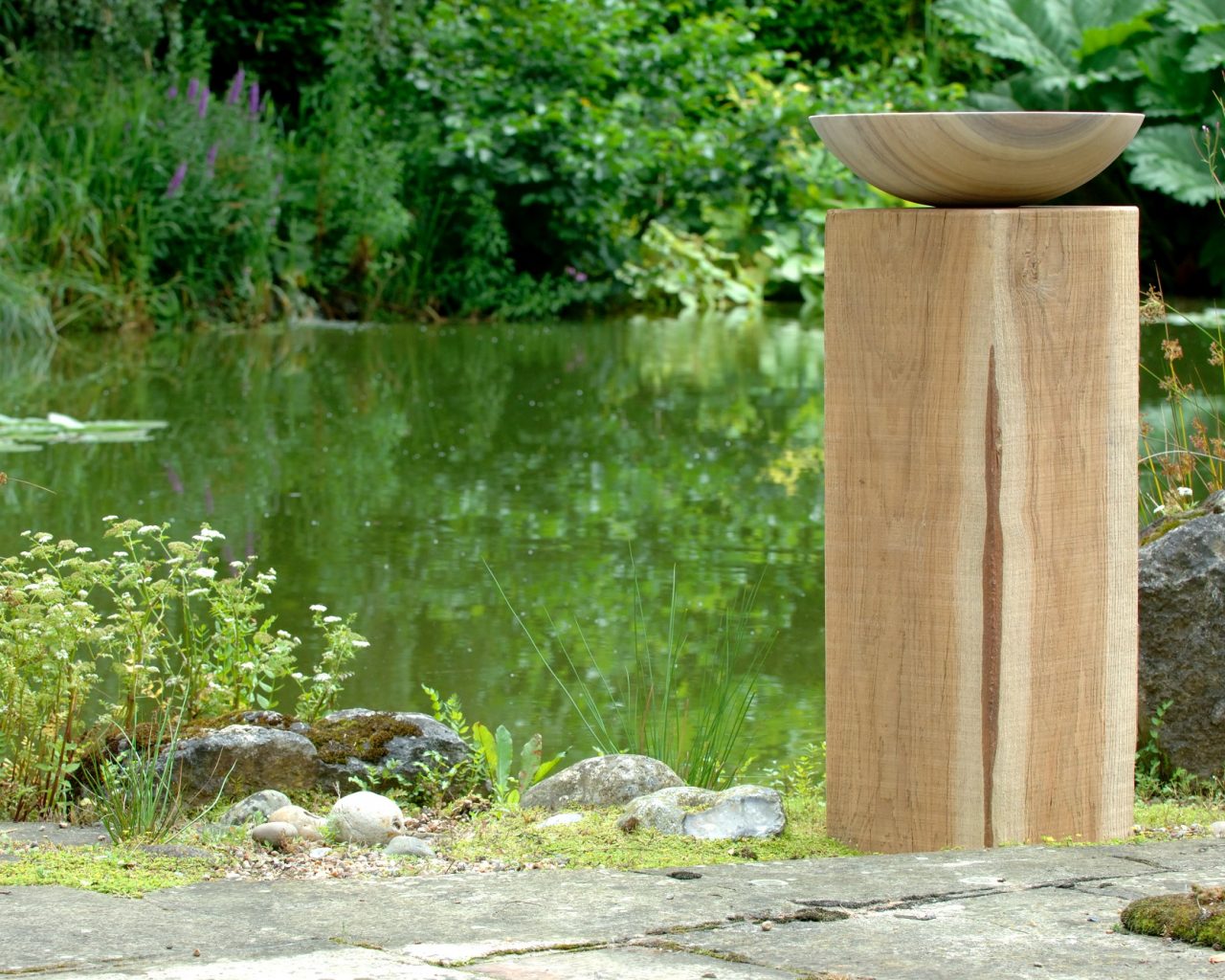 Weathered Green Oak Wooden Plinth